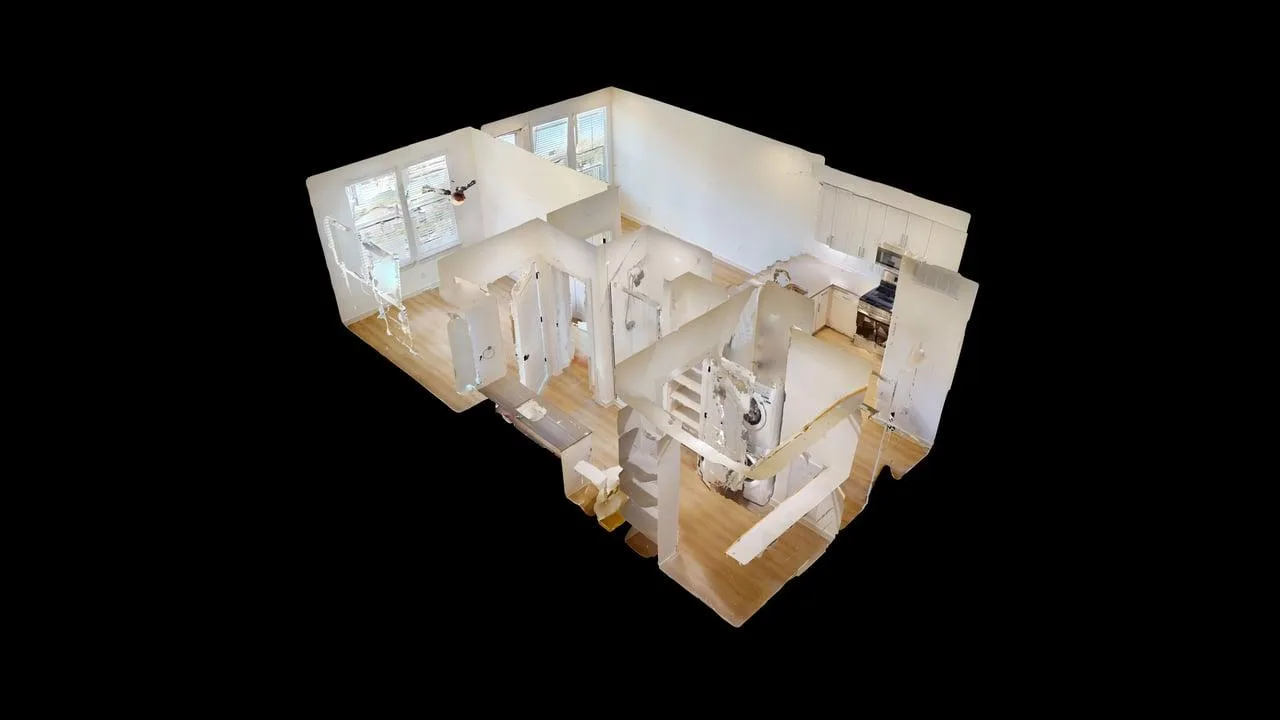 Cut-away dollhouse view of the whole A1 one bedroom plan