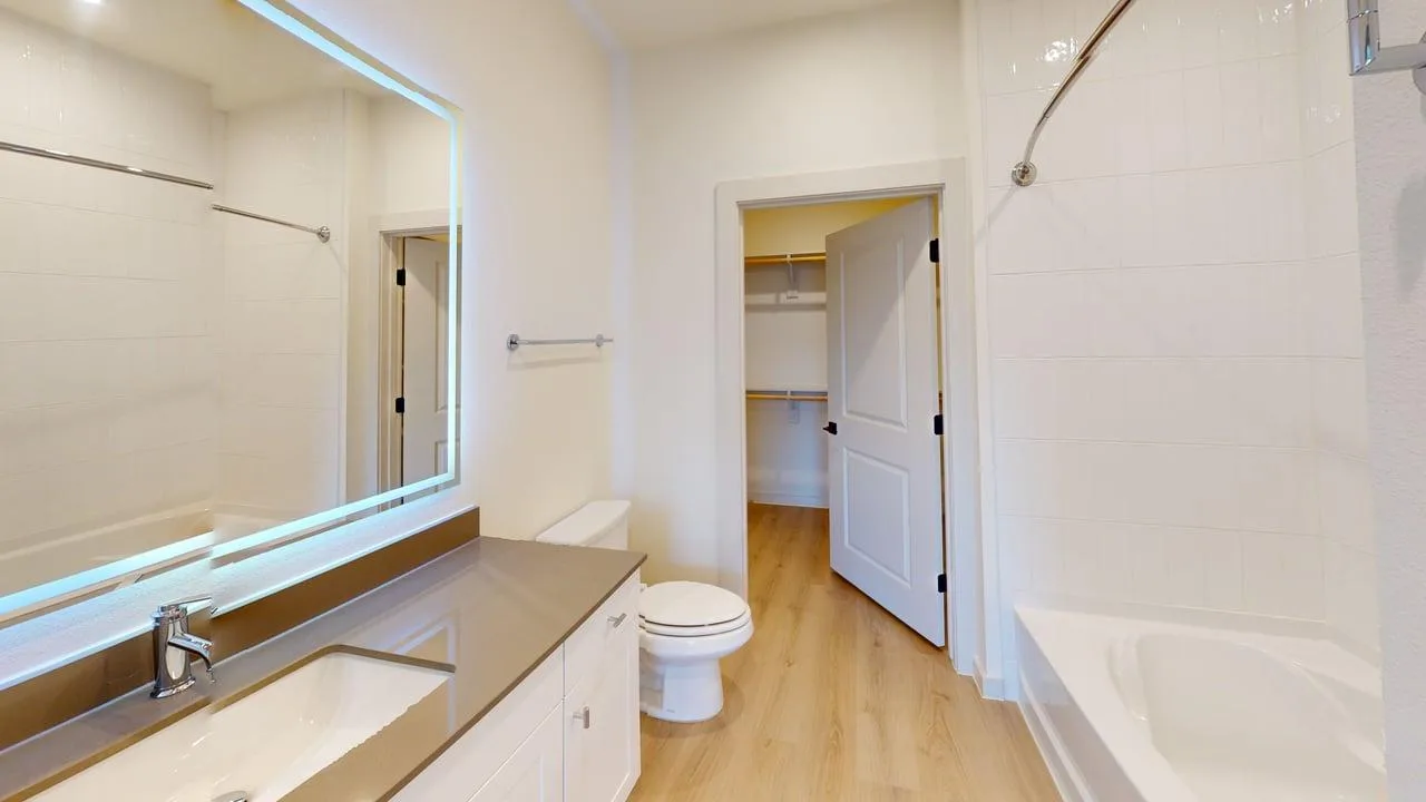 Bathroom of the finished B1 two bedroom at The Parker