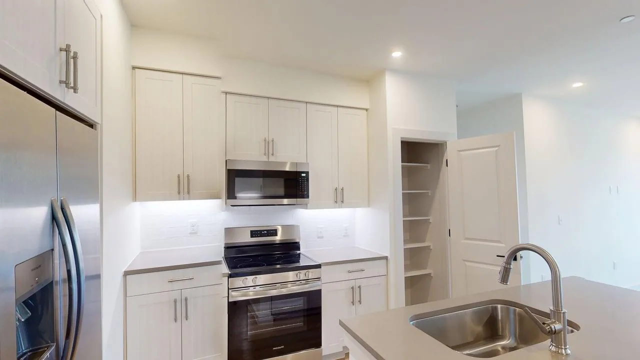 Kitchen of the finished B1 two bedroom at The Parker