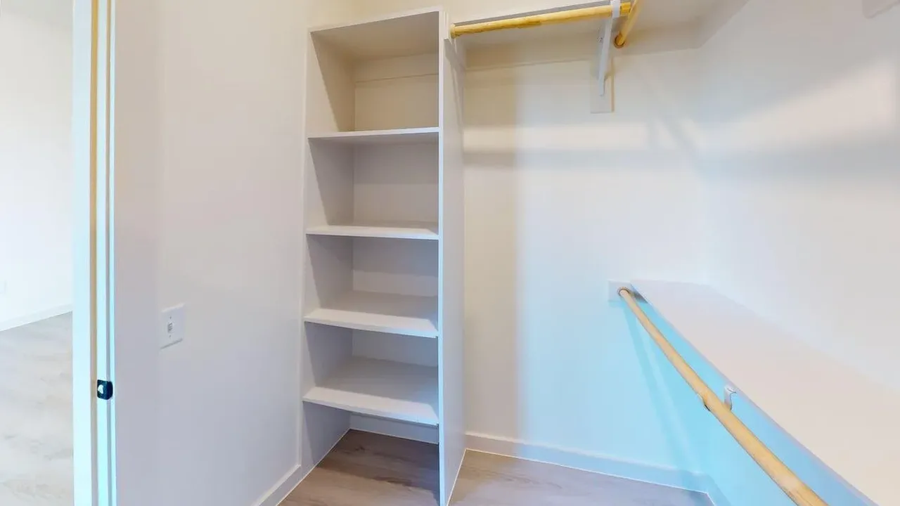 Closet of the finished C1 three bedroom at The Parker