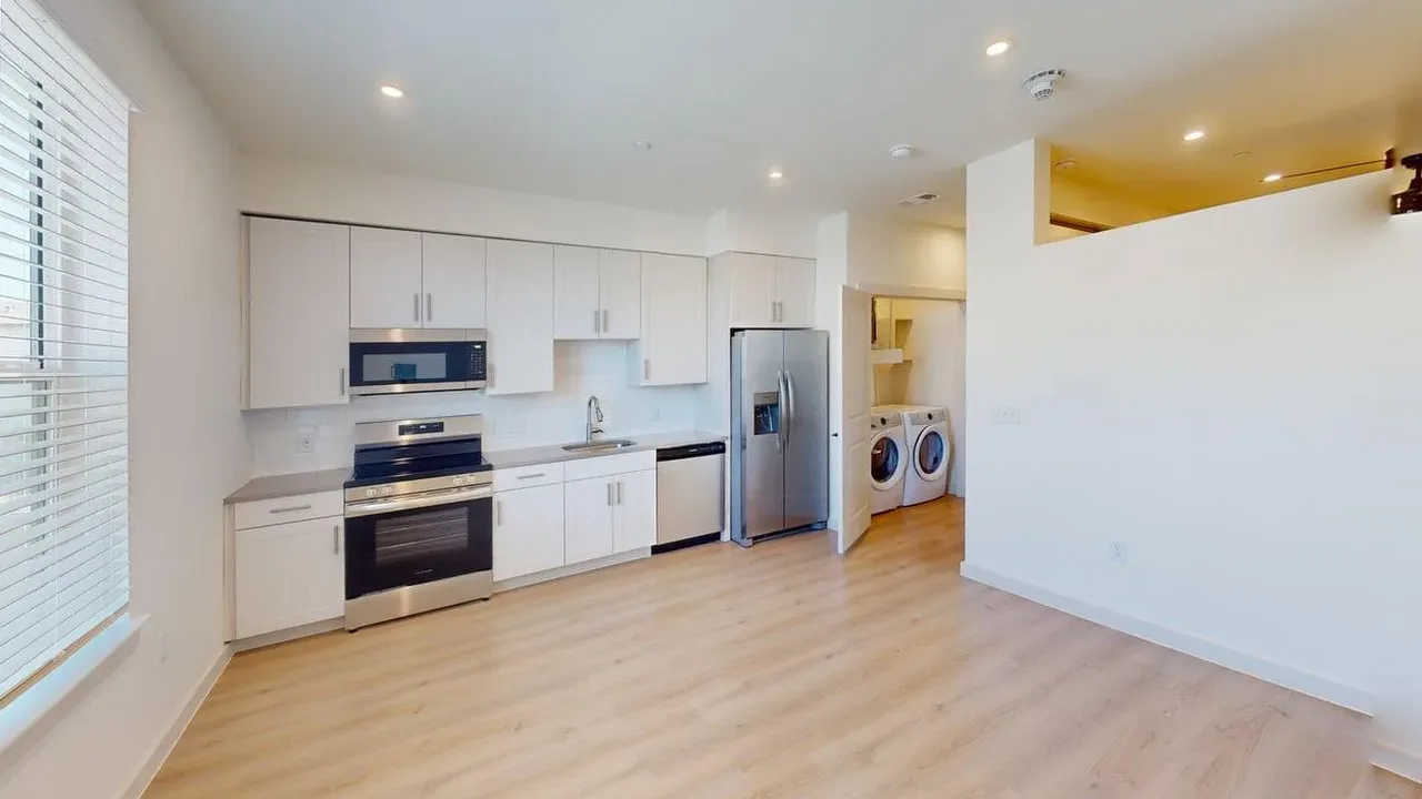 Kitchen of the finished S1 studio at The Parker