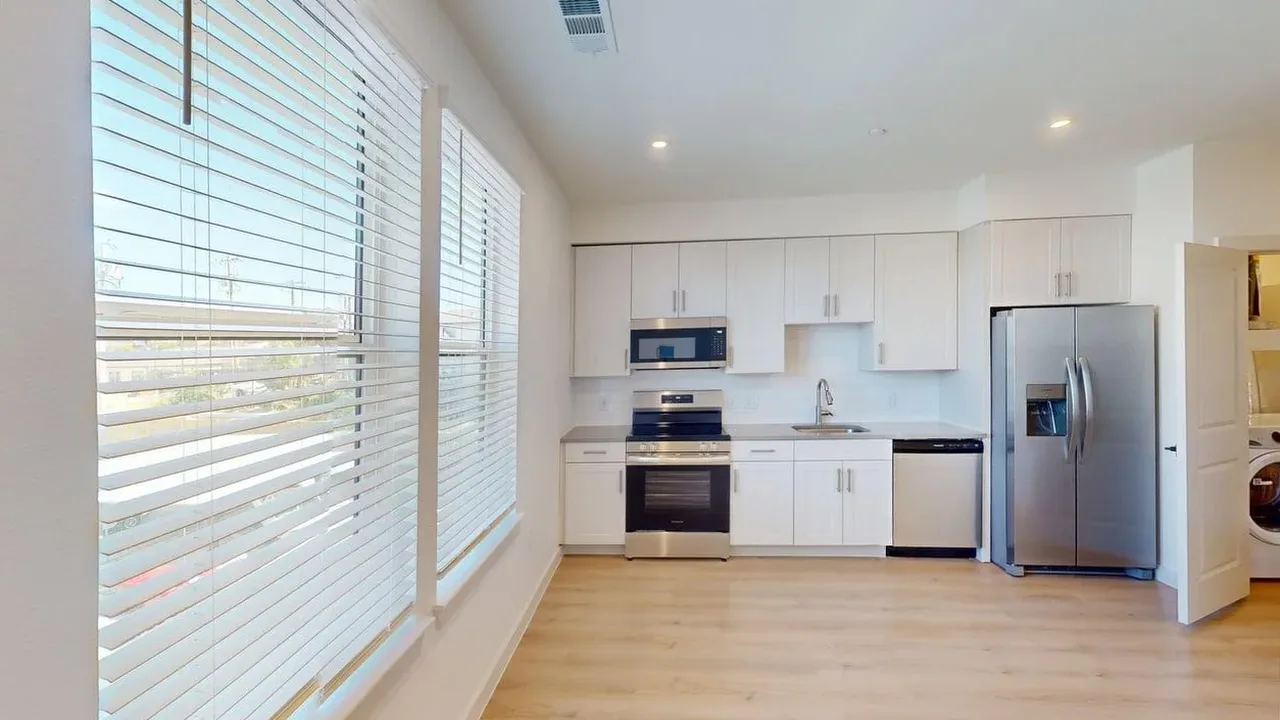 Kitchen of the finished S1 studio at The Parker